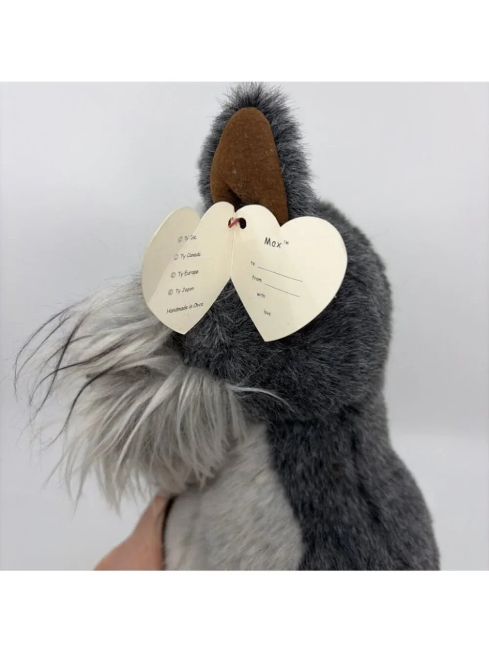 TY Max The Schnauzer Plush Dog 11” Gray White Retired 2000 w/ Original Tags